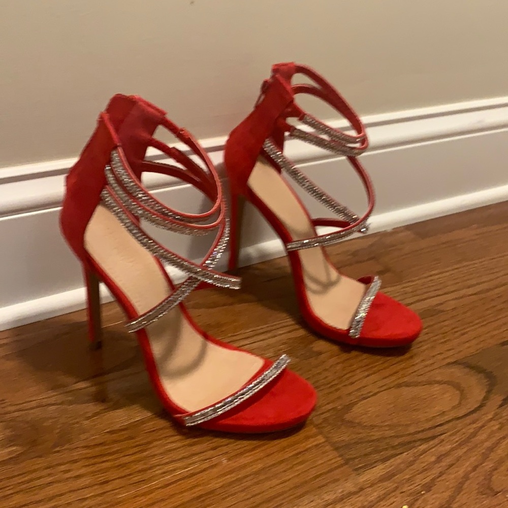 Women’s red sparkly heels